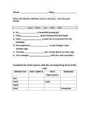 English Worksheet: Verbs exercise