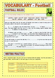 English Worksheet: Football Vocabulary and Writing Practice