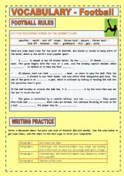 Football Vocabulary and Writing Practice