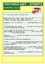 English Worksheet: Sports Vocabulary: Basketball