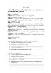 English worksheet: School subjects test