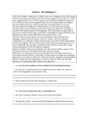 English Worksheet: America - Melting Pot