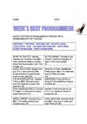 English worksheet: tv: the best programme
