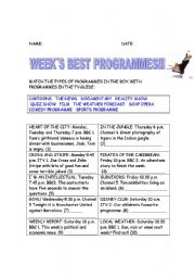 English Worksheet: tv: the best programme