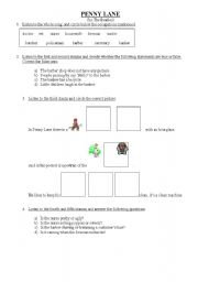 English worksheet: Penny Lane