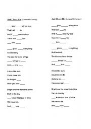 English worksheet: And I love her