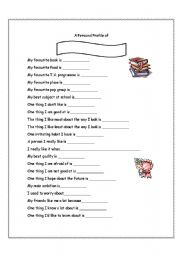 English Worksheet: Personal Profile of me