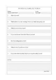 English Worksheet: Reading Survey Form
