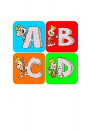 English Worksheet: ***** High Quality Alphabet Cavemen　Flashcards 1 of 2(up to P)*****