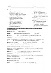 English Worksheet: simple past, simple present, present progressive and present perfect
