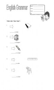 English worksheet: things in the class