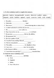 English worksheet: Vocabulary-Usage