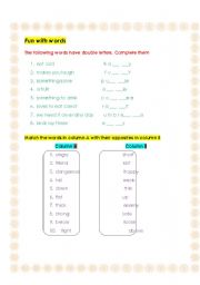 English worksheet: fun with words