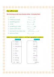 English Worksheet: fun with words