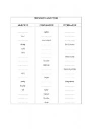 English Worksheet: Missing Adjectives