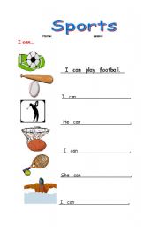 English worksheet: sports