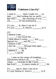 English Worksheet: I believe I can fly