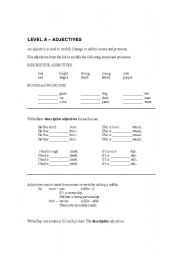 English worksheet: Adjectives 1 Lower Intermediate