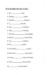 English Worksheet: Using has and have