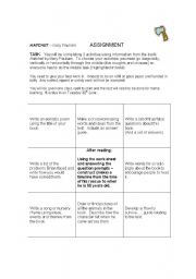 English worksheet: Hatchet - Gary Paulsen 