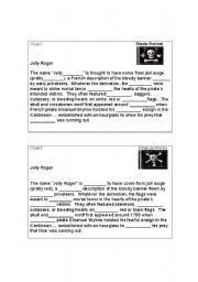 English Worksheet: Pirates - Jolly Roger Cloze  Barrier activity