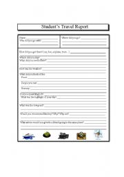 English worksheet: Student Travel Report