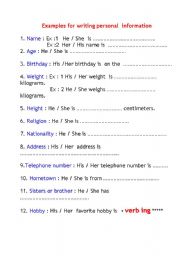 English Worksheet: Personal  information