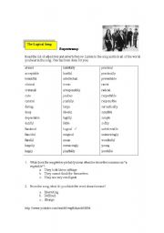 English Worksheet: The Logical Song - funny way to deal with adjectives and adverbs + a listening comprehension