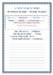 English Worksheet: Writing-  A  New  Year  Card