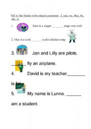 English Worksheet: subject pronouns