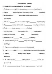 English Worksheet: Adjectives and Adverbs