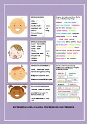 English Worksheet: LIKES,DISLIKES,PREFERENCE AND INDIFFERENCE  