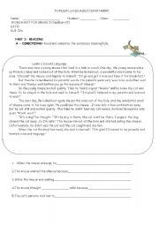 English Worksheet: reading