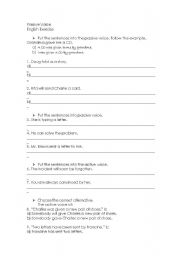 English worksheet: Passive voive exercise