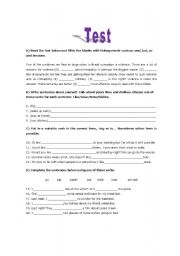 English Worksheet: Test about connectors/likes and dislikes/Wishes