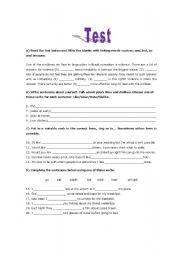 English worksheet: Test about connectors/likes and dislikes/Wishes