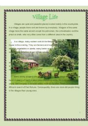 English Worksheet: village life