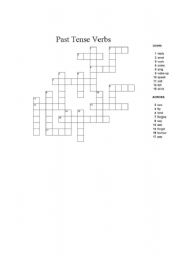 English Worksheet: Past Tense Verbs Cross Word