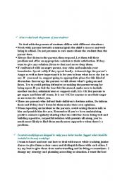 English Worksheet: How to deal with the parents of your students