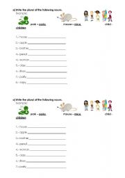 English worksheet: Plural nouns