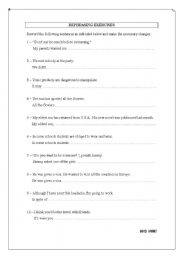 English worksheet: Rephrasing exercises