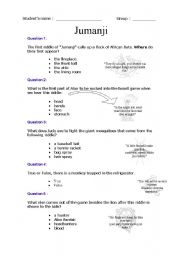 English Worksheet: Jumanji movie questionnaire