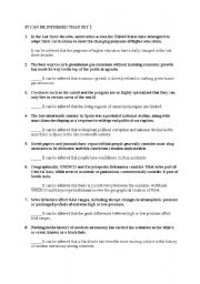 English worksheet: Comprehension - It can be inferred that