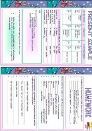 English Worksheet: Present Simple - Study sheet + Homework