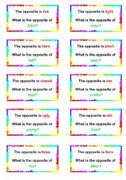 English Worksheet: Loop Game - Opposites