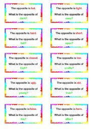 English Worksheet: Loop Game - Opposites