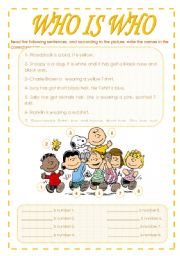 English Worksheet: Who is who with Charlie Brown  