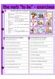 English Worksheet: THE VERB TO BE - EXERCISES