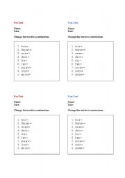 English Worksheet: Contractions with 