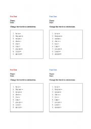 English worksheet: Contractions with 